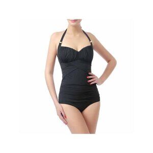Phistic Women's Crisscross One Piece Swimsuit in Black New With Tags Size 8